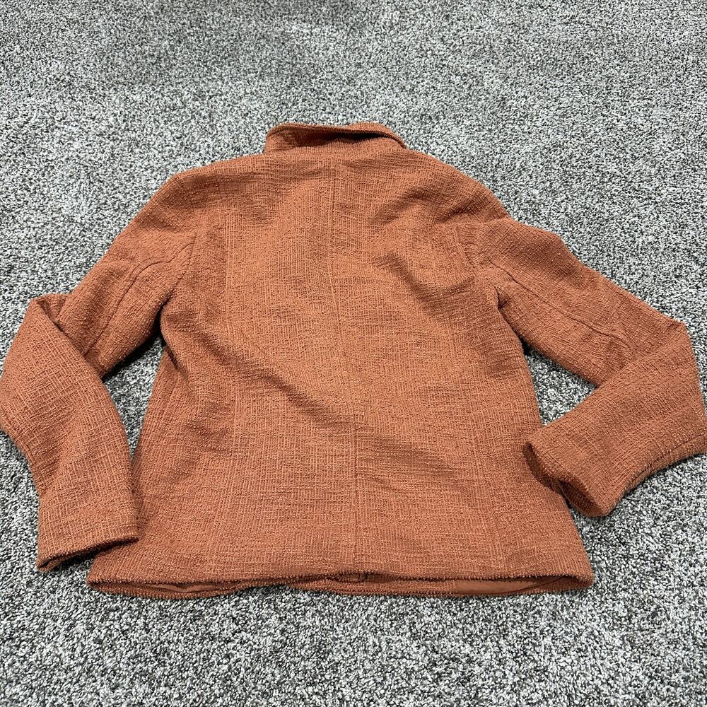 Nine West Women's Mocha Textured Knit Asymmetrical Zip Pockets Moto Jacket Small - Picture 2 of 10